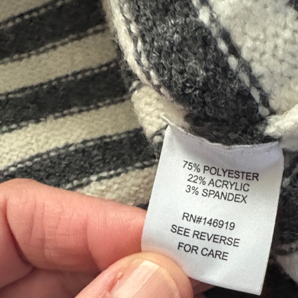 Freshman Striped Star Sweater in cream and Gray with navy star - Picture 6 of 7
